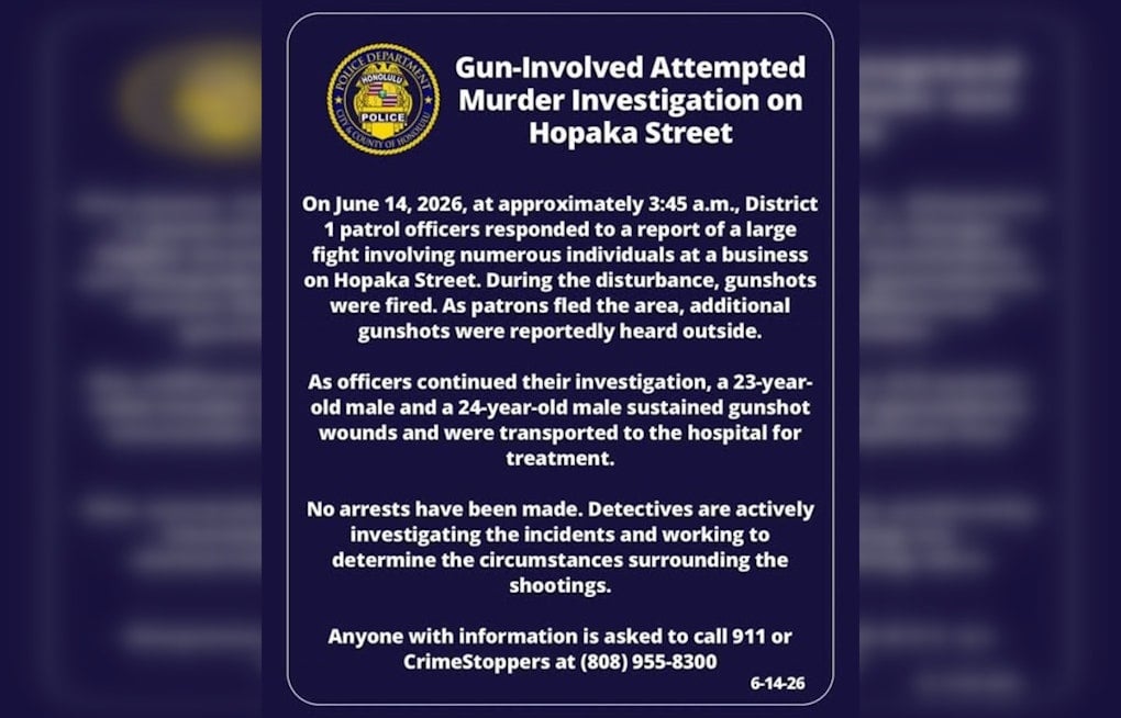 Hopaka Street Melee In Attempted Murder Probe Leaves Two Men Shot
