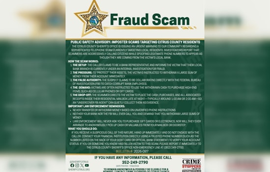 Citrus County Residents Warned About Bogus ‘Undercover FBI’ Bank Scam