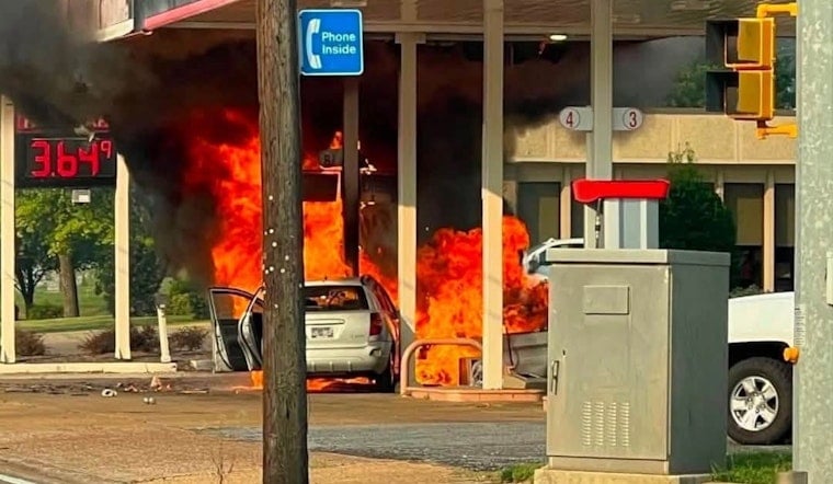 Covington Bystanders Pull Driver From Car After Gas Pump Fire