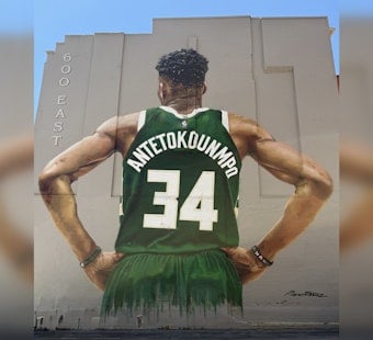 Downtown Giannis Mural Gets Slapped With Graffiti