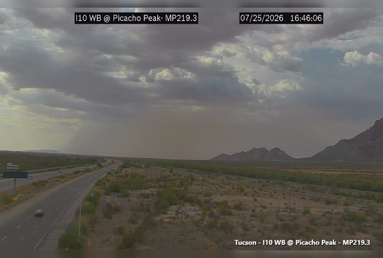 Dust Wall Turns I-10 Near Picacho Peak Into Blind Zone