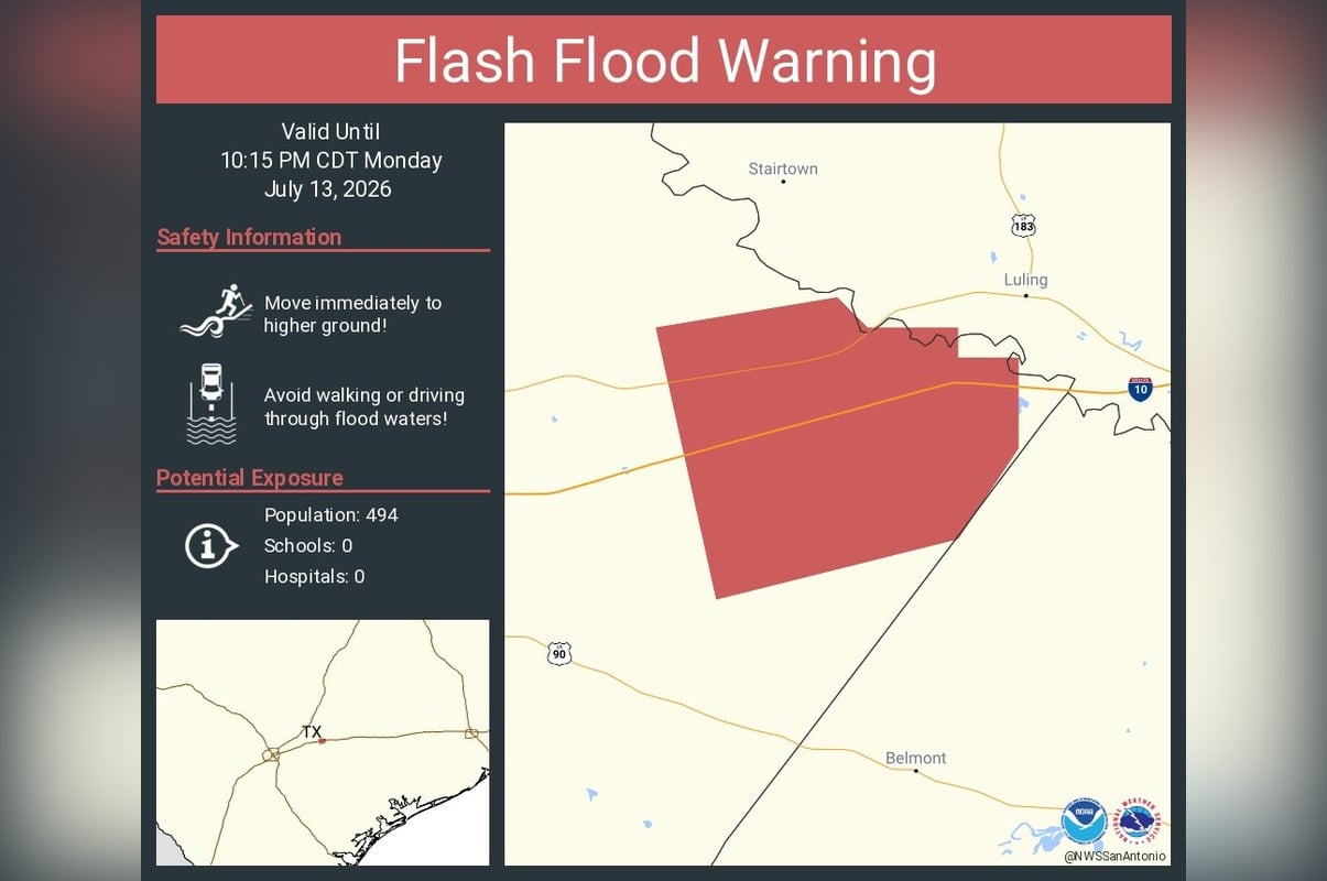 Guadalupe County Braces As Flash Flood Warning Targets I‑10 And Hwy 183