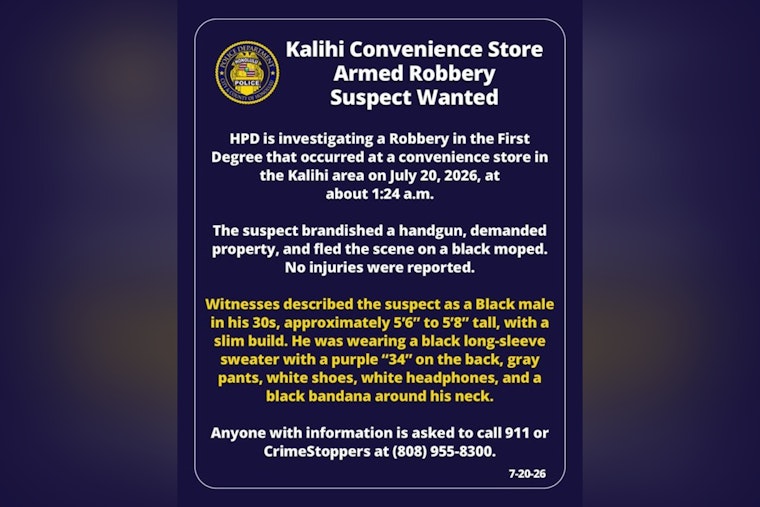 Gunman Holds Up Kalihi Store, Peels Off On Midnight Moped