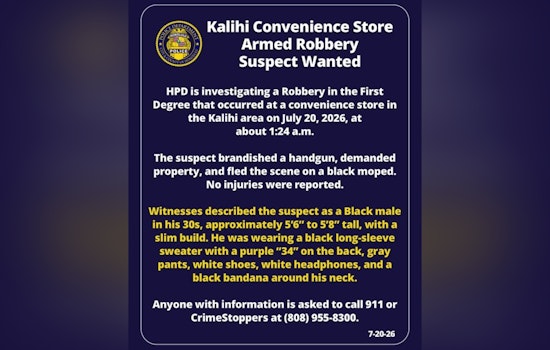 Gunman Holds Up Kalihi Store, Peels Off On Midnight Moped