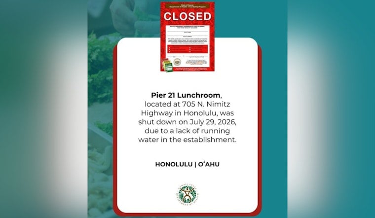 Honolulu Lunchroom Shut Down After Inspectors Find No Running Water