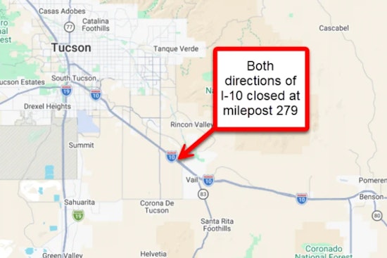 Brush Fire Near Colossal Cave Brings I-10 East of Tucson to a Screeching Halt