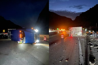 I-84 Apple Hauler Flips Near Morgan, Trucker Thrown to His Death