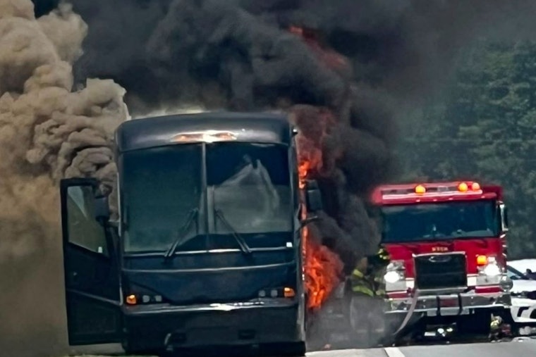 Kids Flee Exploding Charter Bus As Local Heroes Race In On I-85