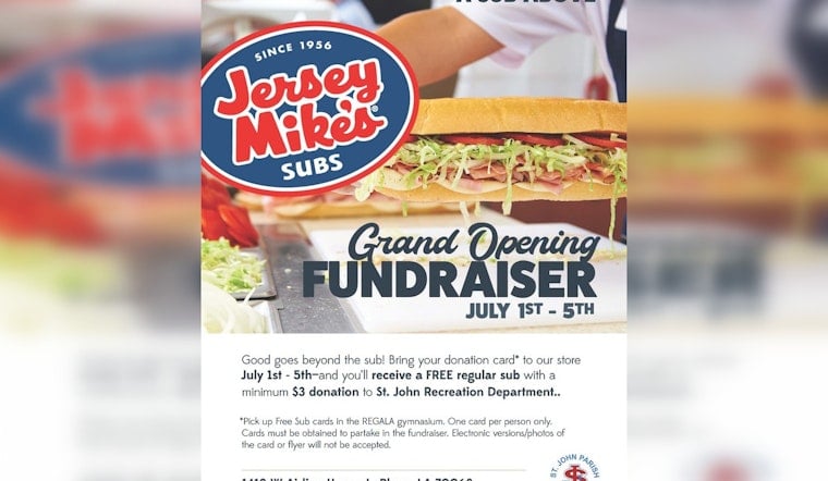 LaPlace Scores Free Subs Frenzy As Jersey Mike's Grand Opening Backs St. John Rec