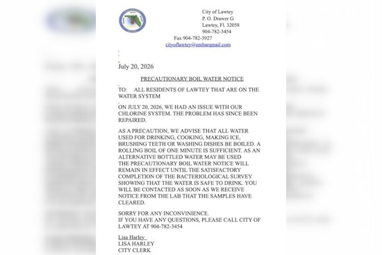 Lawtey On Edge As Chlorine Glitch Triggers Boil-Water Alert