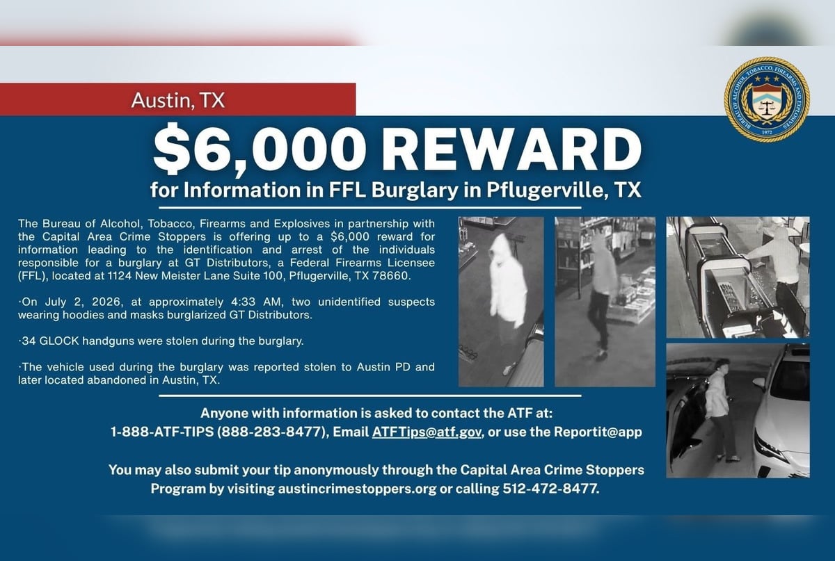 Masked Crew Rips Off 34 Glocks In Pflugerville Gun Shop Heist, Feds Dangle $6,000