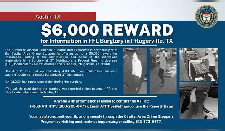 Masked Crew Rips Off 34 Glocks In Pflugerville Gun Shop Heist, Feds Dangle $6,000
