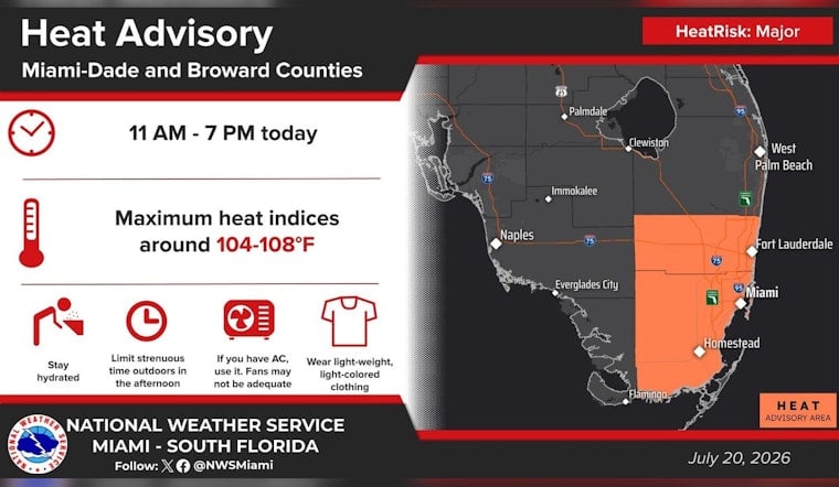Miami-Dade, Broward Broil Under Heat Alert As ‘Feels Like’ Nears 108