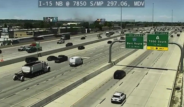 Mystery Blaze Chokes I-15 With Thick Black Smoke Near Midvale Main