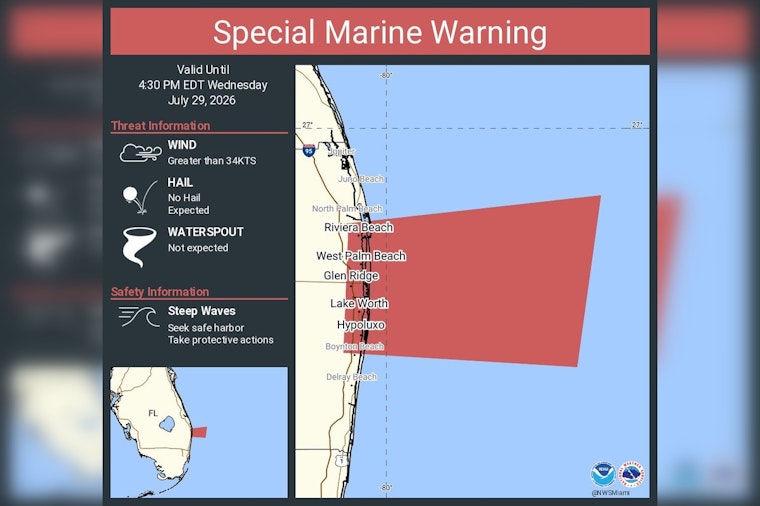 NWS Warns Jupiter-to-Deerfield Boaters Of 34-Knot Winds