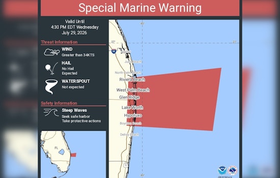 NWS Warns Jupiter-to-Deerfield Boaters Of 34-Knot Winds