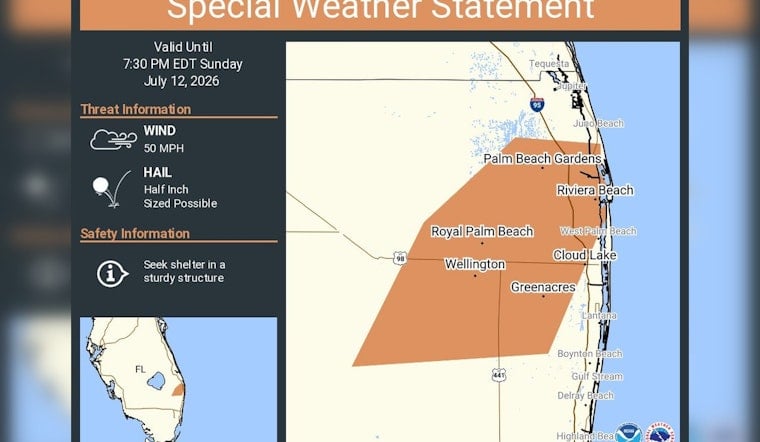Palm Beach County On Edge as Near-50 Mph Gusts Rattle Sunday Evening