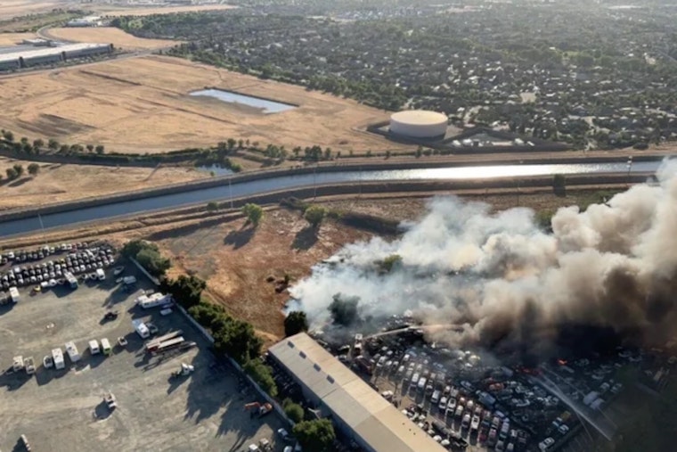 Rancho Cordova Junkyard Inferno Sends Black Smoke Towering Over Neighborhoods