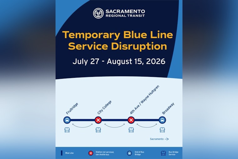 Sacramento Blue Line Riders Face Shuttle Detour Until August 15