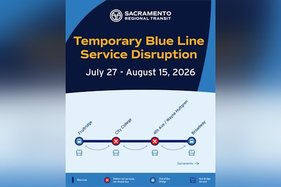 Sacramento Blue Line Riders Face Shuttle Detour Until August 15