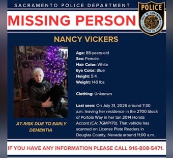 Sacramento Police Seek 88-Year-Old Nancy Vickers In Missing Person Alert