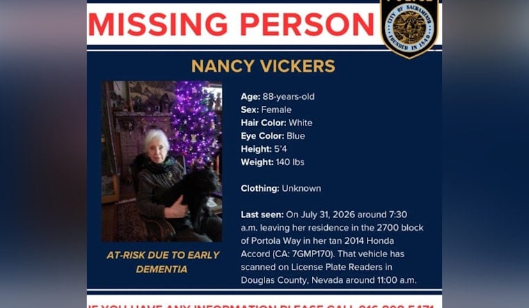 Sacramento Police Seek 88-Year-Old Nancy Vickers In Missing Person Alert