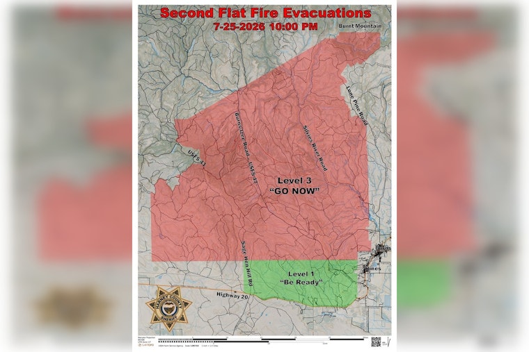 Second Flat Fire Roars Toward Burns, Triggers Late-Night Evacuation Orders