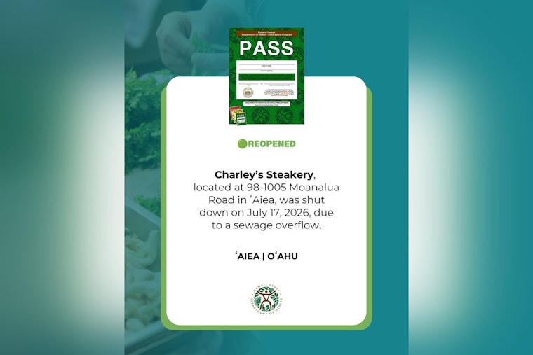 Sewage Scare At Pearlridge: ʻAiea Charley’s Steakery Back Open After Red Tag