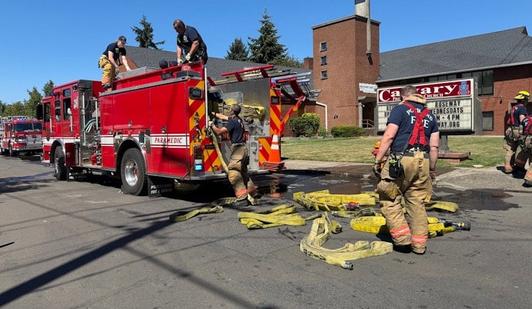 Smoldering Blaze Licks Wall of Roseway Church as Portland Crews Rush In