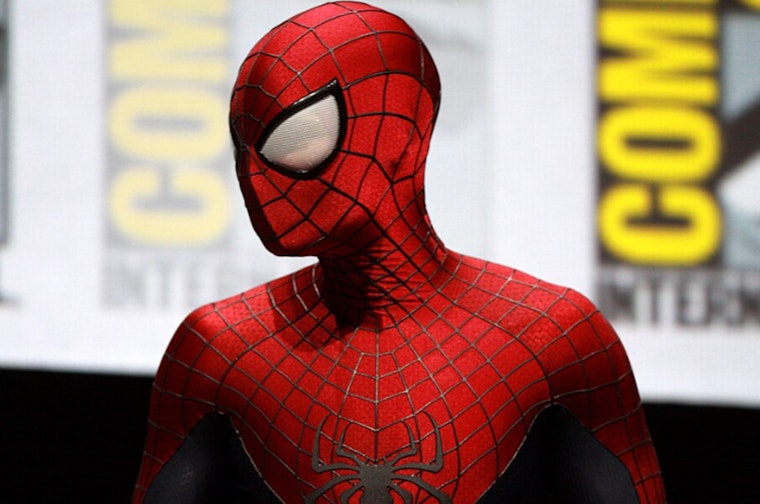 Spider-Man Kissing Booth Draws Crowds Outside West Hollywood Grocer