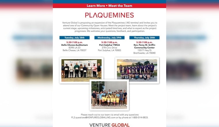 Venture Global Pushes Plaquemines LNG Buildout With Three-Night Open House Blitz