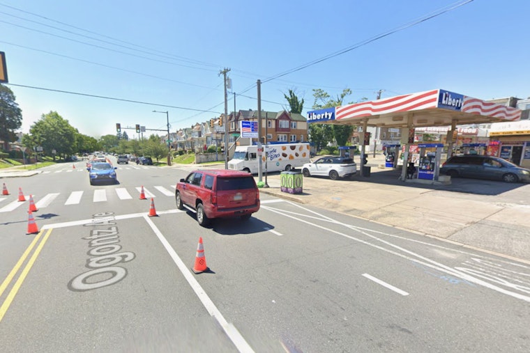 West Oak Lane Driver Slams Into Gas Pump, Injuring Two