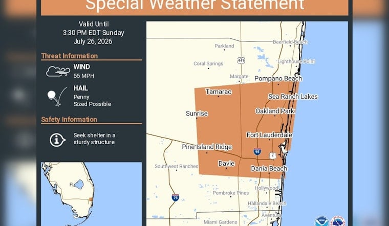 Wild Skies: Penny-Size Hail And 55 MPH Wind Threaten Fort Lauderdale Area
