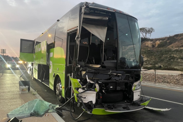 12 Bus Passengers Hospitalized After FlixBus, Semi Collide on I-5 in Encinitas