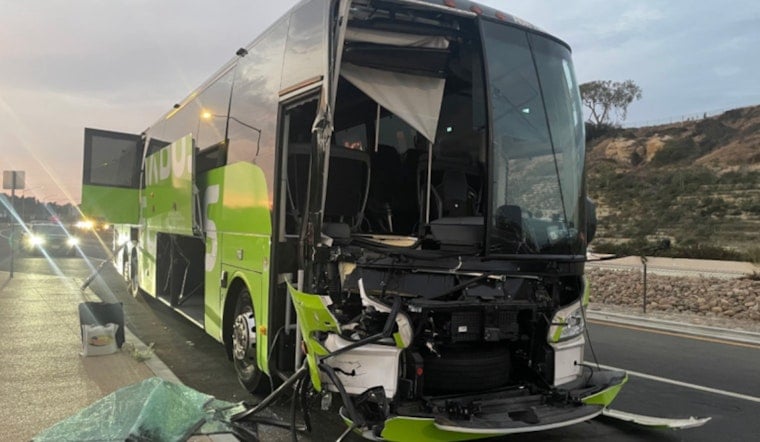 12 Bus Passengers Hospitalized After FlixBus, Semi Collide on I-5 in Encinitas