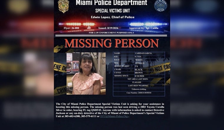 61-Year-Old Woman Vanishes From Miami's Flagami, Police Beg Public for Leads
