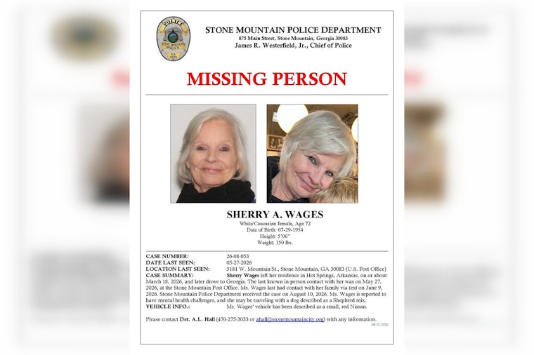 72-Year-Old Arkansas Woman Vanishes in Stone Mountain After 580-Mile Trip