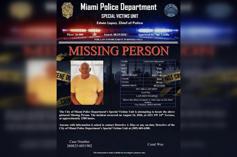 78-Year-Old Vanishes From Miami's Coral Way, Police Search Silver Bluff Streets