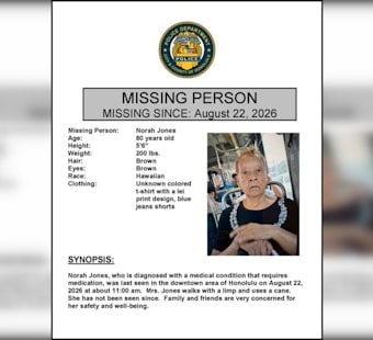 80-Year-Old Norah Jones Vanishes in Downtown Honolulu, Needs Medication