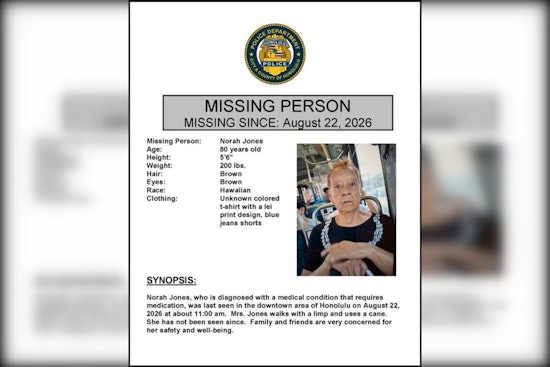 80-Year-Old Norah Jones Vanishes in Downtown Honolulu, Needs Medication