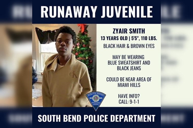 South Bend Police Search for Missing 13-Year-Old Zyair Smith Near Miami Hills