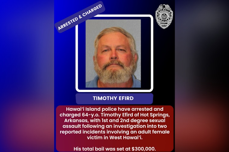 Arkansas Man's Bail Cut to $55K After Waikoloa Sexual Assault Indictment