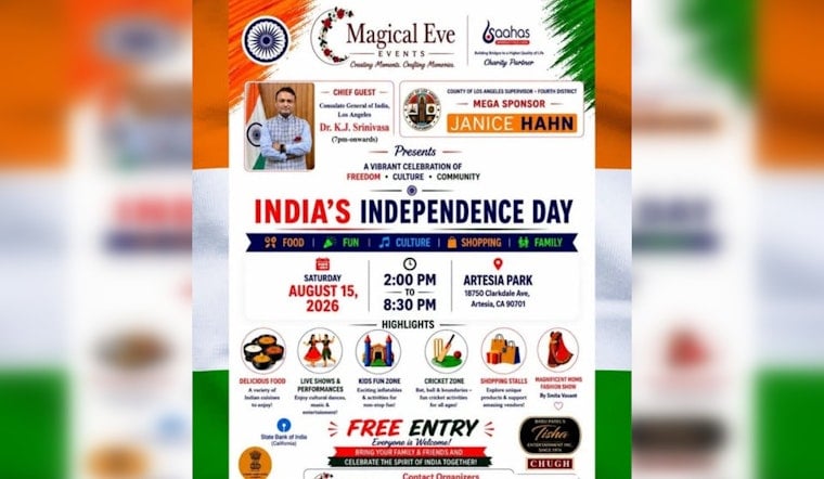 Artesia Park Hosts India's 80th Independence Day Bash, Free Entry for All