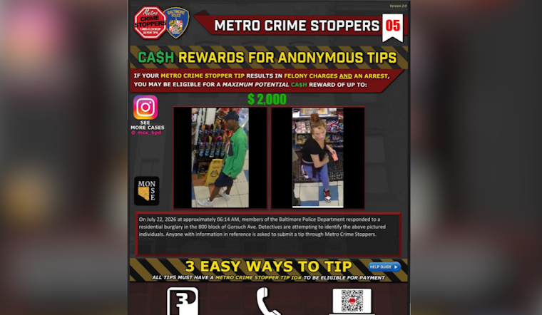Better Waverly Burglary Suspects Sought as Northern District Detectives Chase Leads