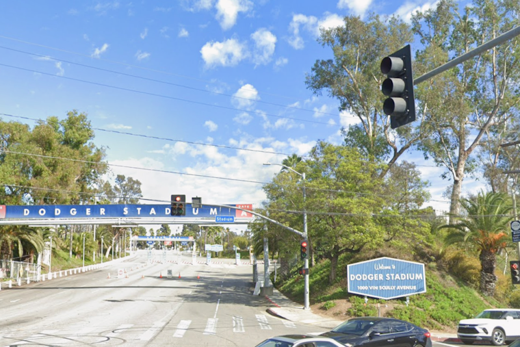 BMW Slams Into Dodger Stadium Sign, Rips Off the U on Vin Scully Avenue
