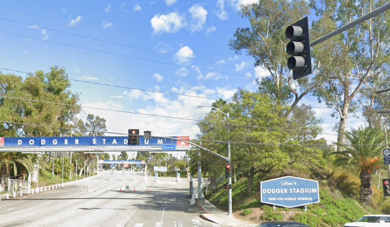BMW Slams Into Dodger Stadium Sign, Rips Off the U on Vin Scully Avenue