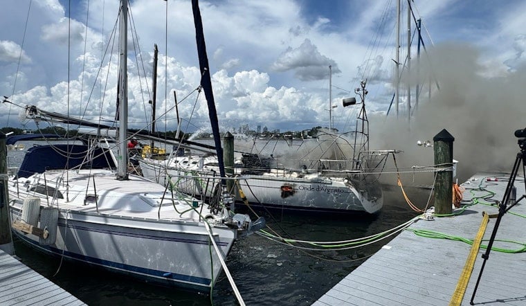 Boat Fire Erupts At Davis Island Yacht Club, Mast Topples Onto Neighboring Vessel