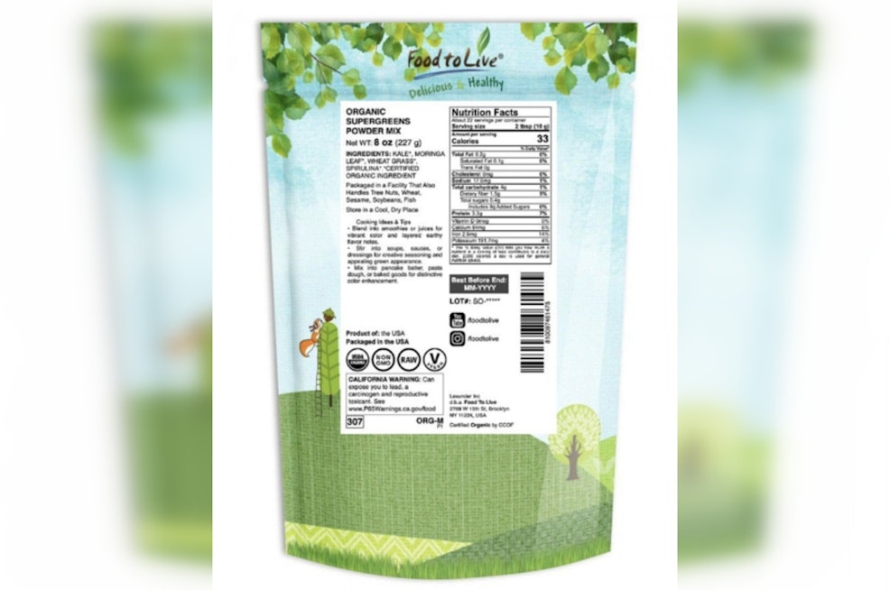 Brooklyn's Food to Live Recalls Nine Green Powders After Salmonella Turns Up Again