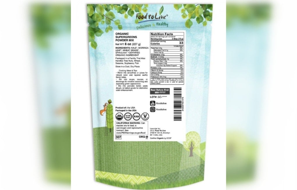 Brooklyn's Food to Live Recalls Nine Green Powders After Salmonella Turns Up Again