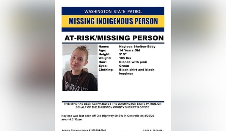 Centralia Girl, 14, Missing Again Off Old Highway 99, Third Native Alert This Summer